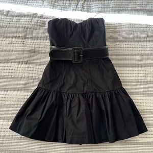 Express strapless black sweetheart cotton belted dress